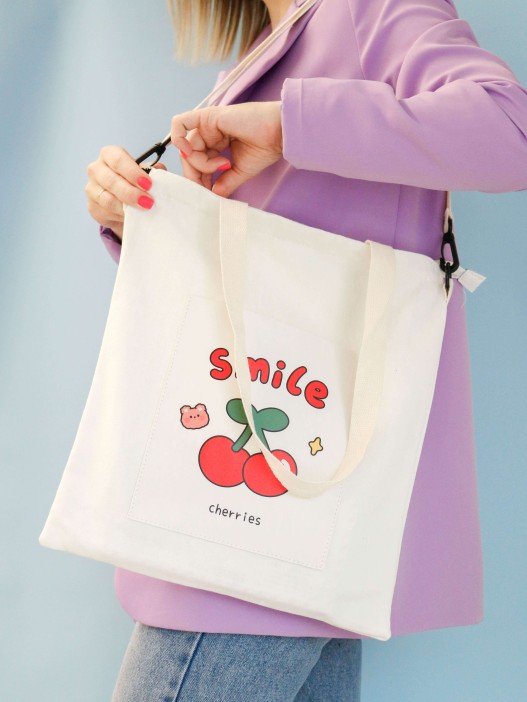 Сумка шоппер &quot;Smile cherries&quot;, white 
