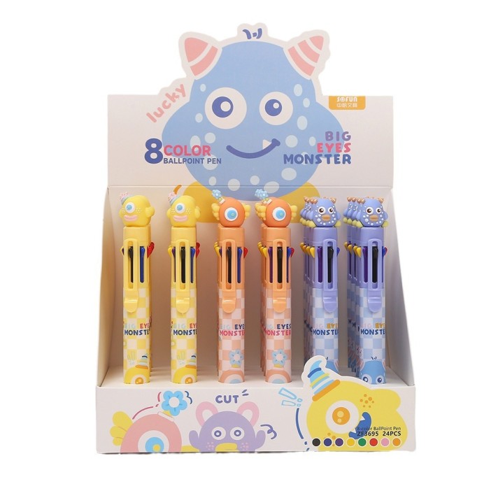 Разноцветная ручка 8 в 1 &quot;Monster&quot;, yellow 