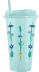 Стакан тамблер &quot;Summer colors Flowers&quot; с трубочкой, blue (400 ml) 
