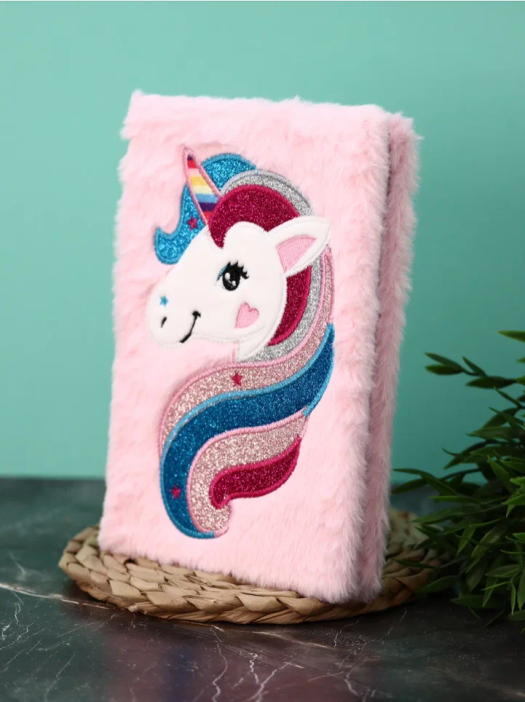 Блокнот плюшевый &quot;Unicorn head&quot;, pink mix, 21х14,5 см, плотность 80 гр. 
