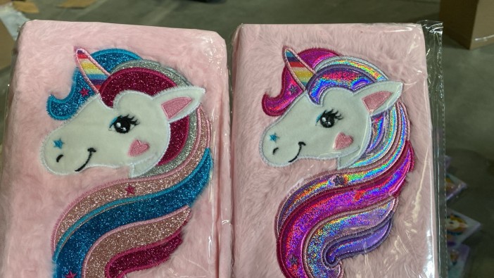 Блокнот плюшевый &quot;Unicorn head&quot;, pink mix, 21х14,5 см, плотность 80 гр. 