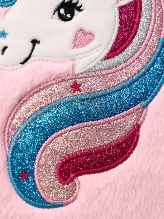 Блокнот плюшевый &quot;Unicorn head&quot;, pink mix, 21х14,5 см, плотность 80 гр. 