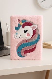 Блокнот плюшевый &quot;Unicorn head&quot;, pink mix, 21х14,5 см, плотность 80 гр.