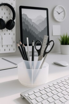 Органайзер для канцелярских принадлежностей "Round", white + стикеры