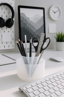 Органайзер для канцелярских принадлежностей "Round", white + стикеры