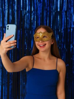 Праздничный занавес, дождик для фотозоны "Rain", dark blue (100*200 см)