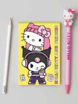 Блокнот А7 "Hello Kitty and friends", 65*98 мм, клетка, 40 л на скрепке, обложка 200 гр/м2