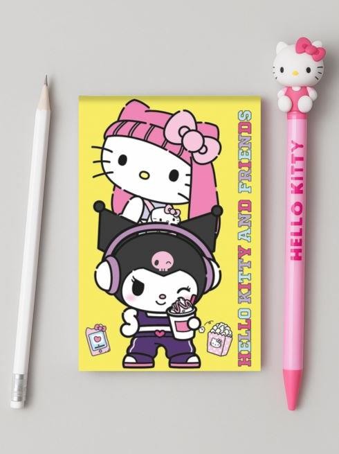 Блокнот А7 &quot;Hello Kitty and friends&quot;, 65*98 мм, клетка, 40 л на скрепке, обложка 200 гр/м2 