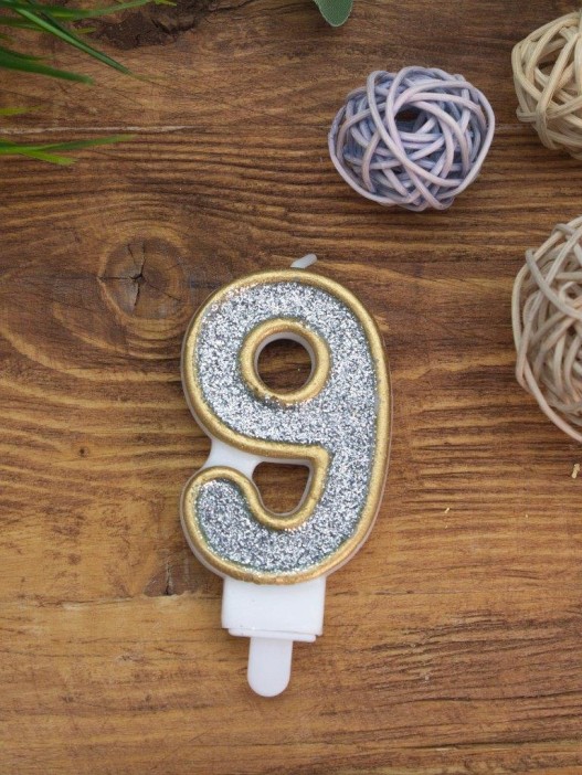 Свеча для торта &quot;Sparkle digit&quot; цифра 9, (7 см) 