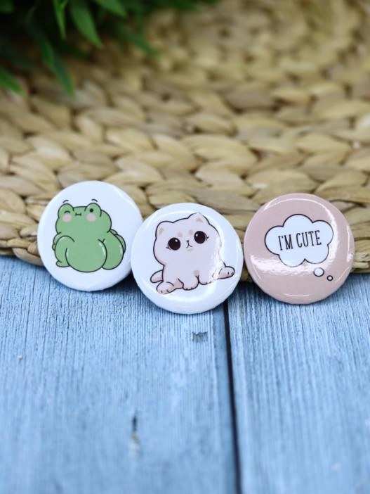 Набор значков 3 шт. iLikeGift &quot;Cute Cat and Frog&quot; 