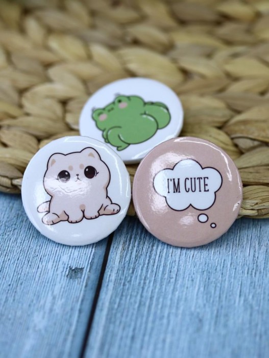 Набор значков 3 шт. iLikeGift &quot;Cute Cat and Frog&quot; 