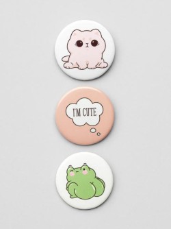 Набор значков 3 шт. iLikeGift "Cute Cat and Frog"