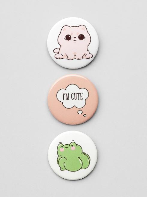Набор значков 3 шт. iLikeGift &quot;Cute Cat and Frog&quot; 