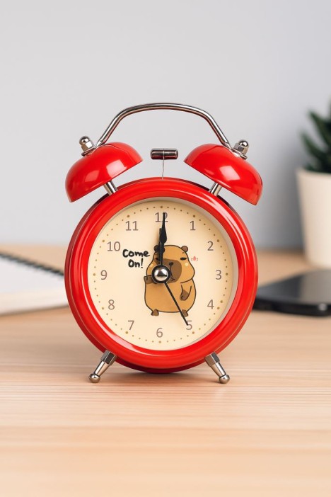 Часы-будильник «Capybara, come on», red (12,5х9 см) 