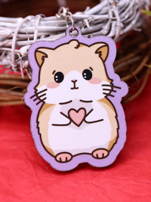 Брелок ЭКО из дерева "Романтичный хомячок" 