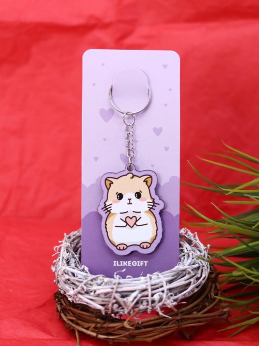 Брелок ЭКО из дерева "Романтичный хомячок" 