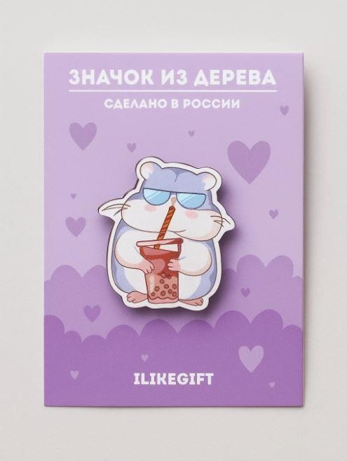 Значок ECO из дерева "Хомячок и баблти" 