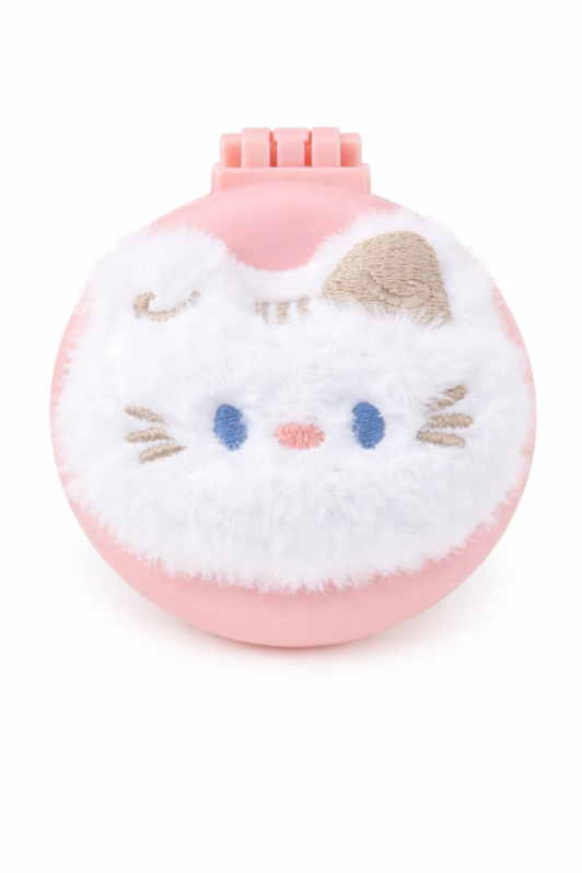 Расческа раскладная с зеркалом "Plush cat", розовая 