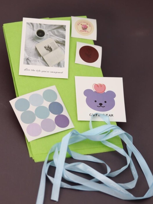 Упаковочный набор д/подарков (2 листа+лента+открытка+5 наклеек) &quot;Lime freshness&quot;, 50x70см 