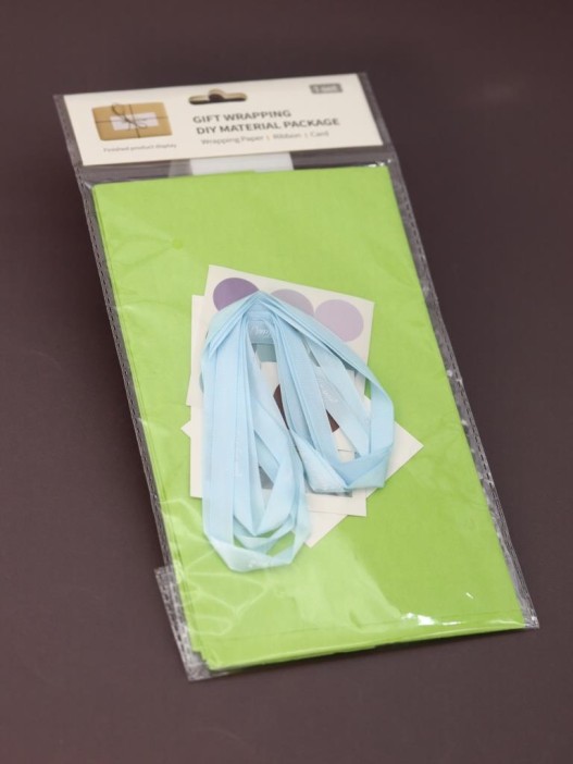 Упаковочный набор д/подарков (2 листа+лента+открытка+5 наклеек) &quot;Lime freshness&quot;, 50x70см 