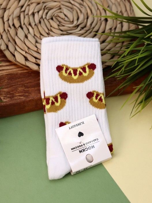 Носки женские &quot;Hot Dog&quot;, р. 35-40, белый 