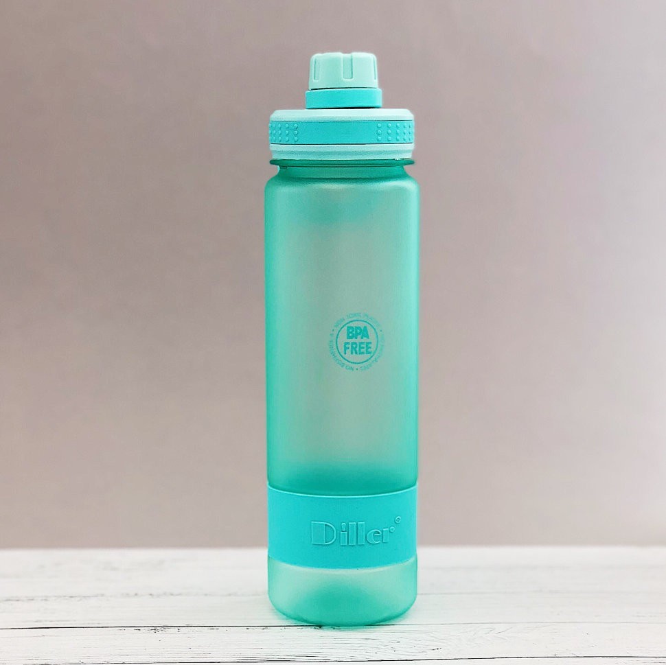 D02 Бутылка с силиконовой вставкой, blue (900ml)