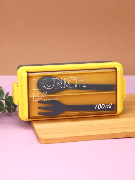 Ланчбокс &quot;Life every day&quot;, yellow-blue (ложка+вилка), 700 мл 