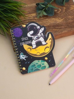 Блокнот на спирали (B6) "Space exploring, moon", black (13*18)