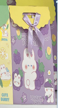 Пакет подарочный (M) &quot;Bunny cherry&quot;, grape (27*19.5*8.6) 