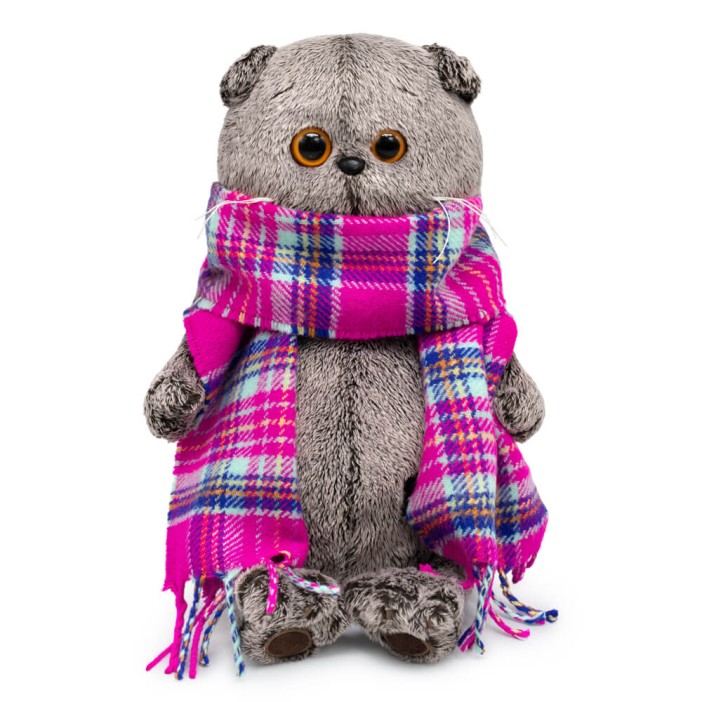 Мягкая игрушка &quot;Кот Басик в ярко-розовом шарфе&quot; (22 см) 