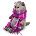Мягкая игрушка "Кот Басик в ярко-розовом шарфе" (22 см)