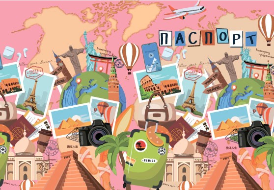 Обложка для паспорта &quot;Travel&quot;,  плотность 600 мкм 