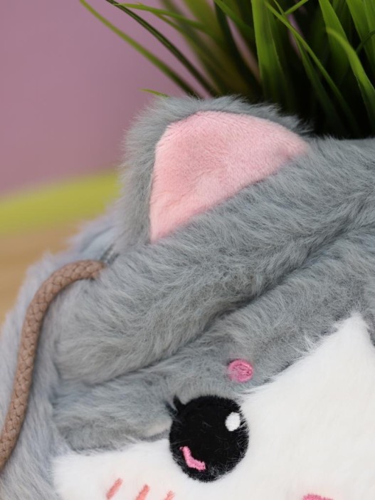 Сумочка плюшевая &quot;Cute cat&quot;,  grey (16*14 см) 