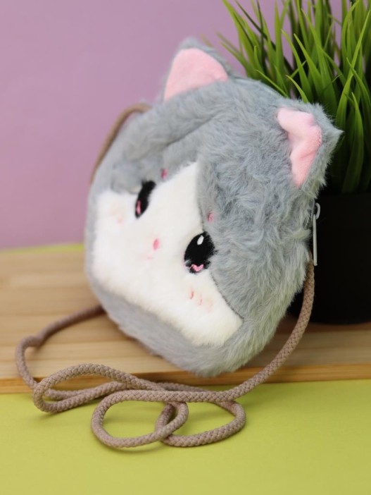 Сумочка плюшевая &quot;Cute cat&quot;,  grey (16*14 см) 