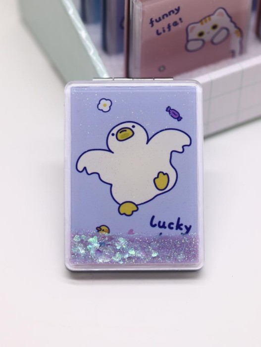 Зеркало шейкер раскладное &quot;Lucky day Duck&quot;, фиолетовое, 8*6 см 