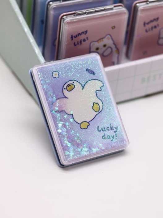 Зеркало шейкер раскладное &quot;Lucky day Duck&quot;, фиолетовое, 8*6 см 