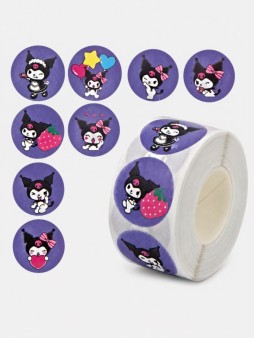 Декоративные наклейки "Kuromi" 5.5*3 см, 500 шт. в рулоне