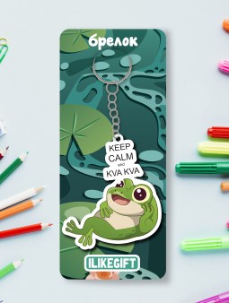 Брелок ECO из дерева iLikeGift «KEEP CALM and KVA KVA»