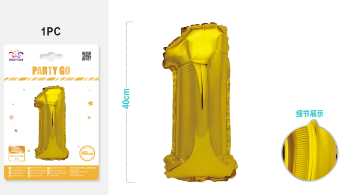 Шар фольгированный &quot;Milestone moments&quot; цифра 1, золото (40 см) 