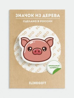 Значок ECO из дерева Happy lama
