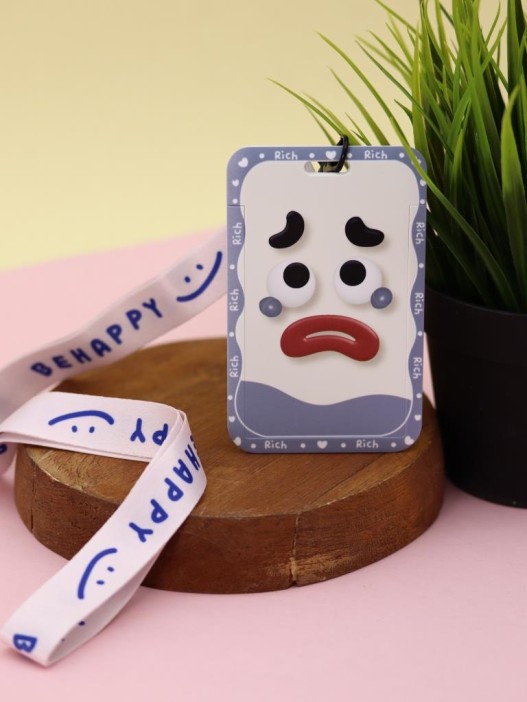 Футляр для карт на ленте &quot;Be happy&quot;, sad smiley 