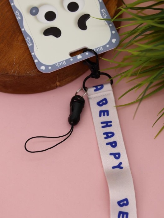 Футляр для карт на ленте &quot;Be happy&quot;, sad smiley 