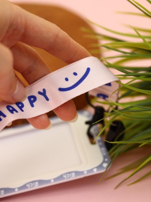 Футляр для карт на ленте &quot;Be happy&quot;, sad smiley 