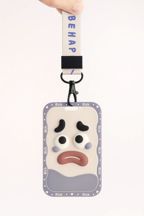 Футляр для карт на ленте &quot;Be happy&quot;, sad smiley 