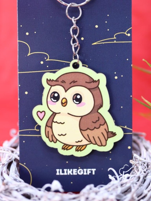 Брелок ECO из дерева &quot;Романтичная сова&quot; 