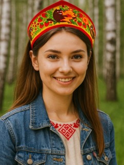 Кокошник-ободок "Русские промыслы. Семеновская", с регулируемой резинкой