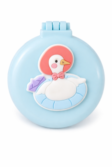 Расческа раскладная с зеркалом "Гусь на отдыхе", голубая