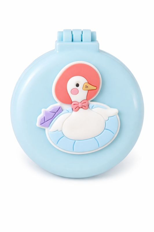 Расческа раскладная с зеркалом "Goose on vacation", голубая 