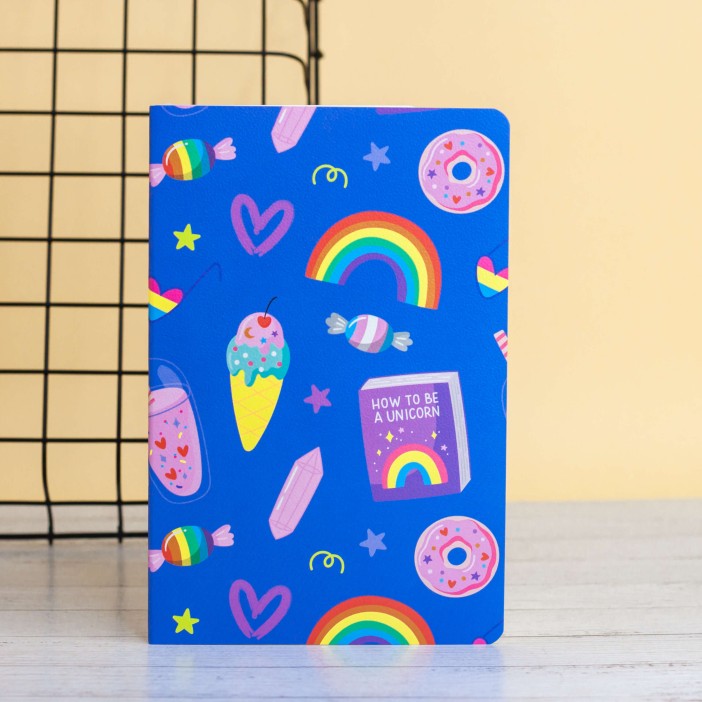 Тетрадь (A5) &quot;Rainbow donut&quot;, dark blue (13.5*20.5) 