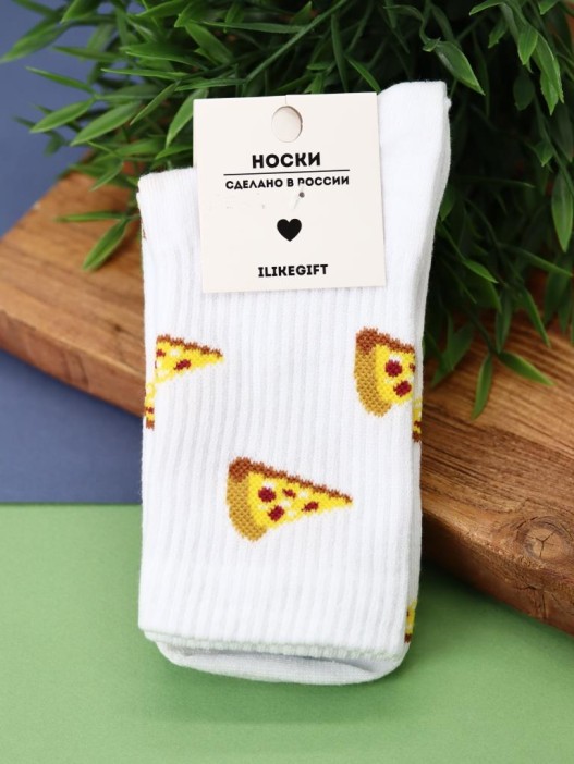 Носки женские "Pizza", р. 35-40, белый 